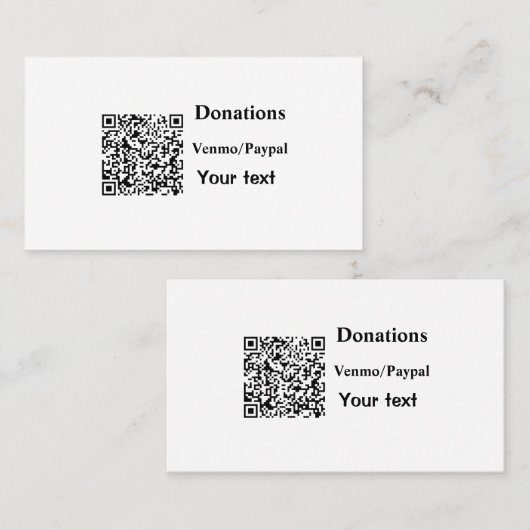 Einfache minimale Barcode Spenden venmo paypal  Visitenkarte (Vorne/Hinten)
