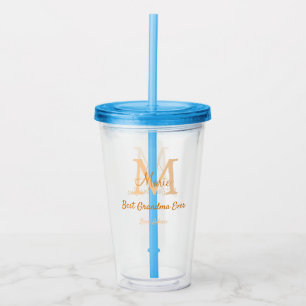 einfache minimale Bestform Orangenmonogramm Acryltrinkbecher