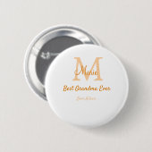 einfache minimale Bestform Orangenmonogramm Button (Vorne & Hinten)