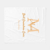 einfache minimale Bestform Orangenmonogramm Fleecedecke (Vorderseite (Horizontal))