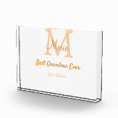 einfache minimale Bestform Orangenmonogramm Fotoblock (Rechts)