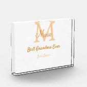 einfache minimale Bestform Orangenmonogramm Fotoblock (Links)