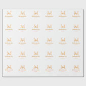 einfache minimale Bestform Orangenmonogramm Geschenkpapier (Flach)