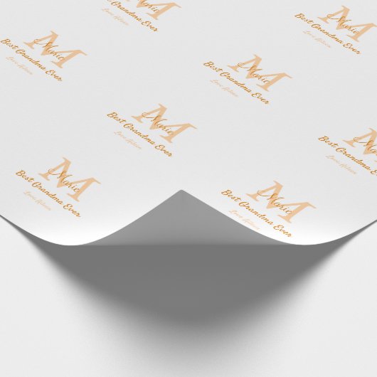 einfache minimale Bestform Orangenmonogramm Geschenkpapier (Ecke)