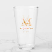 einfache minimale Bestform Orangenmonogramm Glas (Rückseite)