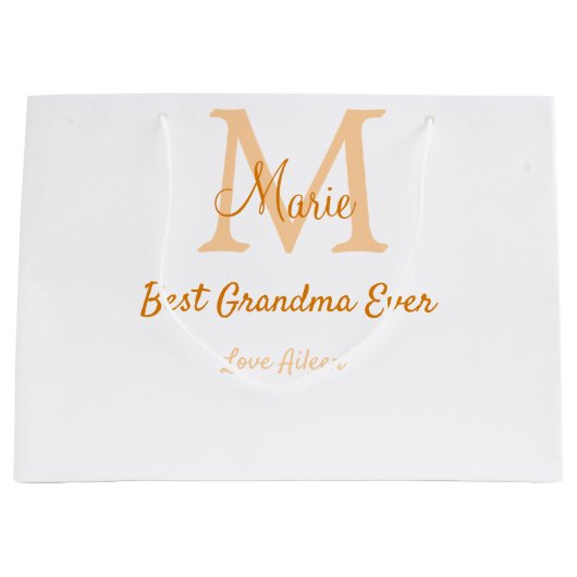 einfache minimale Bestform Orangenmonogramm Große Geschenktüte (Vorderseite)