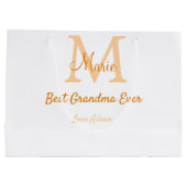 einfache minimale Bestform Orangenmonogramm Große Geschenktüte (Rückseite)