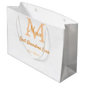einfache minimale Bestform Orangenmonogramm Große Geschenktüte (Rückseite Schrägansicht)