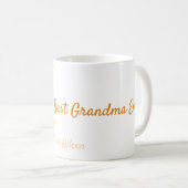 einfache minimale Bestform Orangenmonogramm Kaffeetasse (VorderseiteRechts)