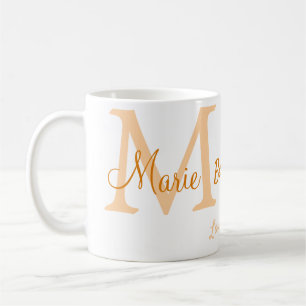 einfache minimale Bestform Orangenmonogramm Kaffeetasse