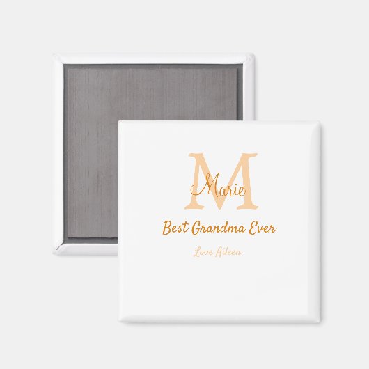 einfache minimale Bestform Orangenmonogramm Magnet (Vorderseite/Rückseite)