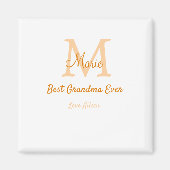 einfache minimale Bestform Orangenmonogramm Magnet (Vorne)