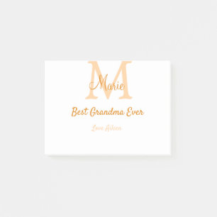 einfache minimale Bestform Orangenmonogramm Post-it Klebezettel