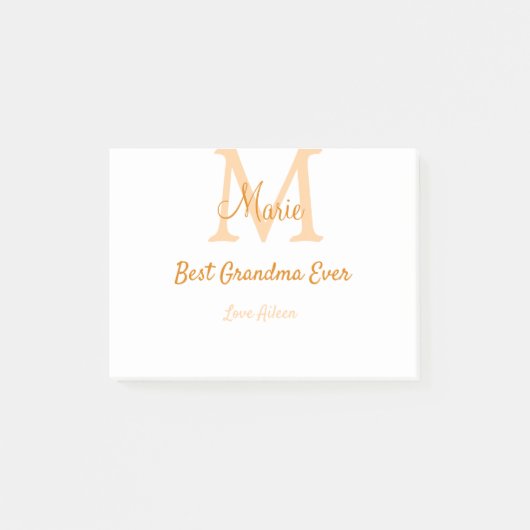 einfache minimale Bestform Orangenmonogramm Post-it Klebezettel (Vorderseite)