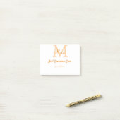 einfache minimale Bestform Orangenmonogramm Post-it Klebezettel (Auf Schreibtisch)