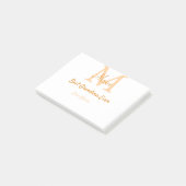 einfache minimale Bestform Orangenmonogramm Post-it Klebezettel (angewinkelt)