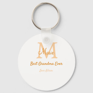 einfache minimale Bestform Orangenmonogramm Schlüsselanhänger