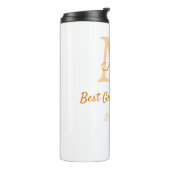 einfache minimale Bestform Orangenmonogramm Thermosbecher (Nach links gedreht)