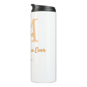 einfache minimale Bestform Orangenmonogramm Thermosbecher (Nach rechts gedreht)