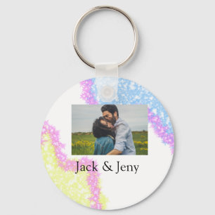 Einfache minimale bunte Glitter-Add-Name-Foto-Im Schlüsselanhänger