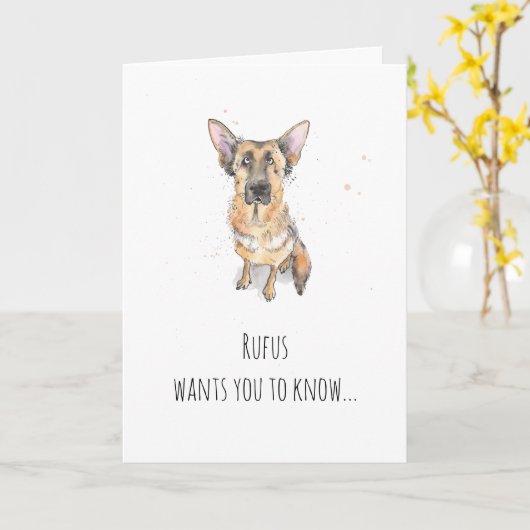 Einfache minimale deutsche Schäferhündin Vatertag Karte (Gelbe Blume)