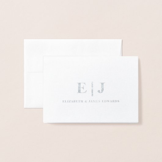 Einfache Minimale Doppelinitials Monogramm Folienkarte (Vorderseite mit Umschlag)