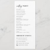 Einfache Minimale Elegante Hochzeitszeremonie Programm (Rückseite)