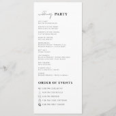 Einfache Minimale Elegante Hochzeitszeremonie Programm (Rückseite)