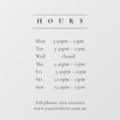 Einfache minimale Elegante Schwarze Öffnungszeiten Fensteraufkleber (Blatt)