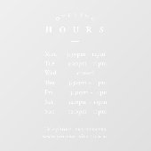 Einfache minimale Elegante Weiße Öffnungszeiten Fensteraufkleber (Blatt)