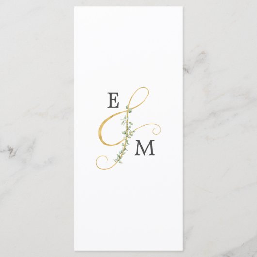 Einfache minimale Eukalyptus Botanische Hochzeit Menükarte (Rückseite)