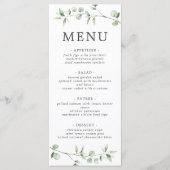 Einfache minimale Eukalyptus Botanische Hochzeit Menükarte (Vorderseite)