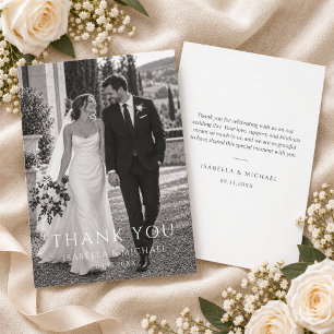 Einfache Minimale Foto-Hochzeit Dankeskarte