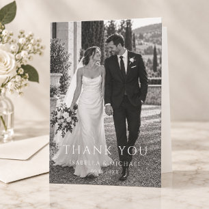 Einfache Minimale Foto-Hochzeit Dankeskarte