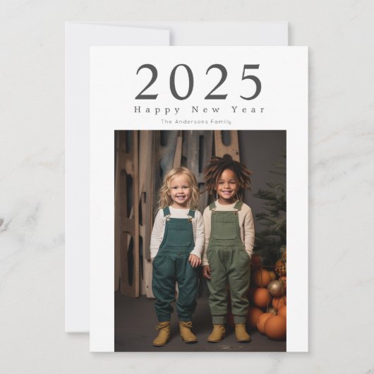 einfache minimale glückliche Jahreskarte Feiertagskarte (Vorderseite)