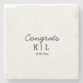 Einfache minimale Glückwünsche fügen dem Monogramm Steinuntersetzer (Vorderseite)