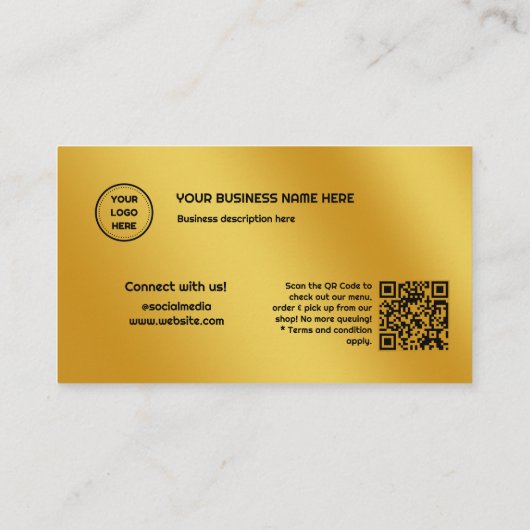 Einfache minimale Gold-Add-On QR-Code Treuekarte (Rückseite)