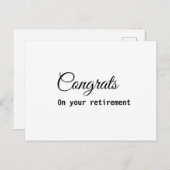 Einfache minimale Gratulationen Pensionierung hinz Postkarte (Vorne/Hinten)