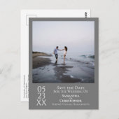 Einfache minimale graue Hochzeit Speichern Sie das Postkarte (Vorne/Hinten)