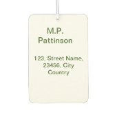 Einfache minimale grüne Eingabe des Fotos Autolufterfrischer (Vorderseite)