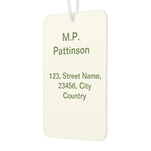 Einfache minimale grüne Eingabe des Fotos Autolufterfrischer (Links)