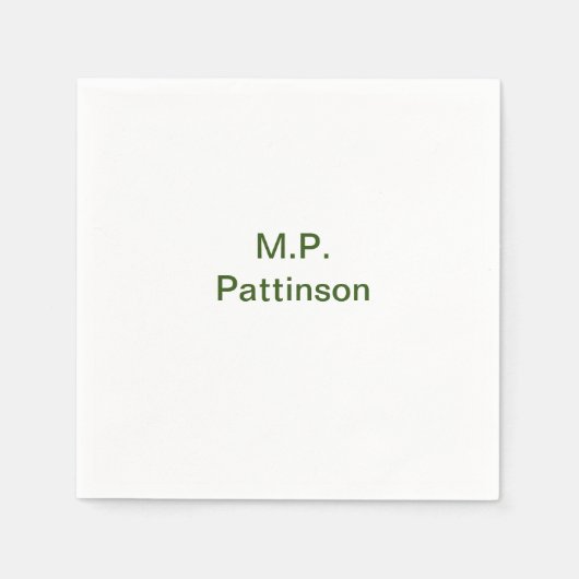 Einfache minimale grüne Eingabe des Fotos Serviette (Vorderseite)