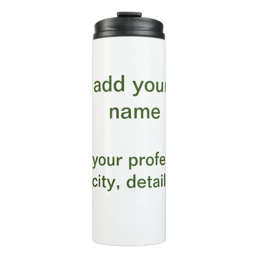 Einfache minimale grüne Eingabe des Fotos Thermosbecher (Vorderseite)