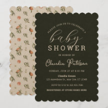 Einfache minimale grüne Elegant Orange Baby Dusche