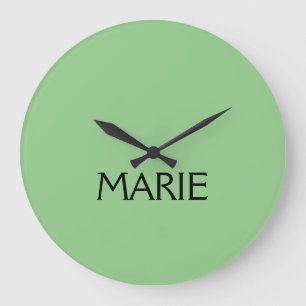 EINFACHE MINIMALE GRÜNE HINZUFÜGEN SIE IHREN NAMEN GROßE WANDUHR
