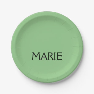 EINFACHE MINIMALE GRÜNE HINZUFÜGEN SIE IHREN NAMEN PAPPTELLER