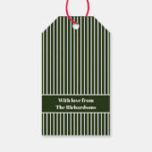Einfache minimale Happy Holidays Forest Green Stri Geschenkanhänger (Rückseite)