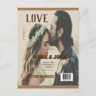 einfache minimale Heiratsliebe-Magazincover Postkarte