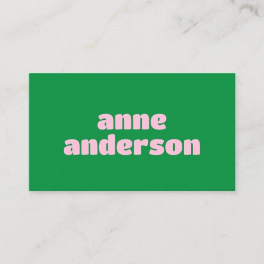Einfache minimale, hellgrüne Rosa Visitenkarte (Vorderseite)