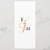 Einfache Minimale Herbstlaube Botanische Hochzeit Menükarte (Rückseite)